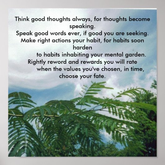 mimosacloudsky 001, Denken Sie immer gute Gedanken Poster (Vorne)