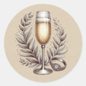 Mimosas & Matrimony Runder Aufkleber (Vorderseite)