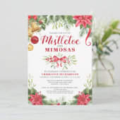 Mimosas & Mistletoe Elegantes Winter-Brautparty Einladung (Stehend Vorderseite)