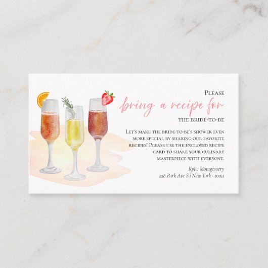 Mimosas Theme Brautparty Rezept Card Begleitkarte (Vorderseite)