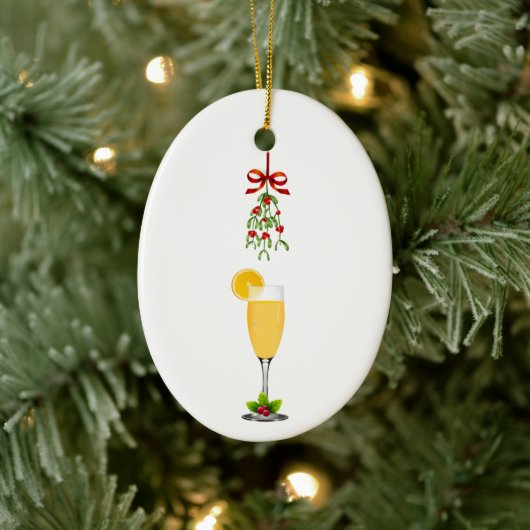 Mimosas und Mistletoweihnachtsfest Keramik Ornament (Baum)