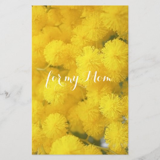 Mimose. Gelbe Frühlings-Blumen Briefpapier (Vorderseite)