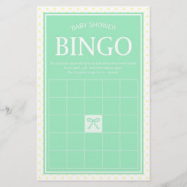 Min Baby Shower Bingo Ribbon und Gelbe Polka Dots Briefpapier