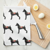 Min Button C Hund Rasse Boho Silhouette Geschirrtuch (Viertel Falte)