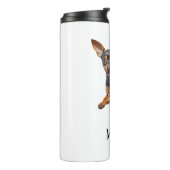 Min Button Minipinscher Mininpin Welpenhund glückl Thermosbecher (Nach links gedreht)