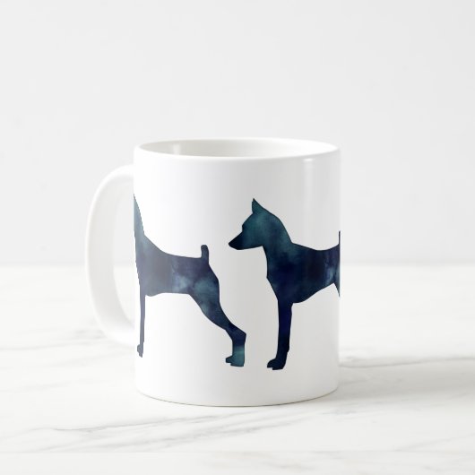 Min Button - Schwarze Wasserfarbe Silhouette Kaffeetasse (Vorderseite Links)