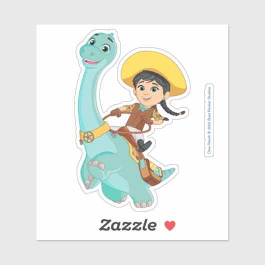 Min & Closing | Happy Cowgirl & Brontosaurus Ride Aufkleber (Blatt)