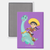 Min & Closing | Happy Cowgirl & Brontosaurus Ride Magnet (Vorderseite/Rückseite)