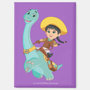 Min & Closing   Happy Cowgirl & Brontosaurus Ride Magnet
