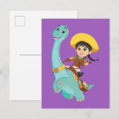 Min & Closing | Happy Cowgirl & Brontosaurus Ride Postkarte (Vorne/Hinten)