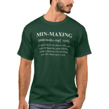 Min-Maxing Lustige RPG-Definition mit weißem Text