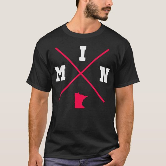 Min Minnesota Roter Staat Kontur T-Shirt (Vorderseite)