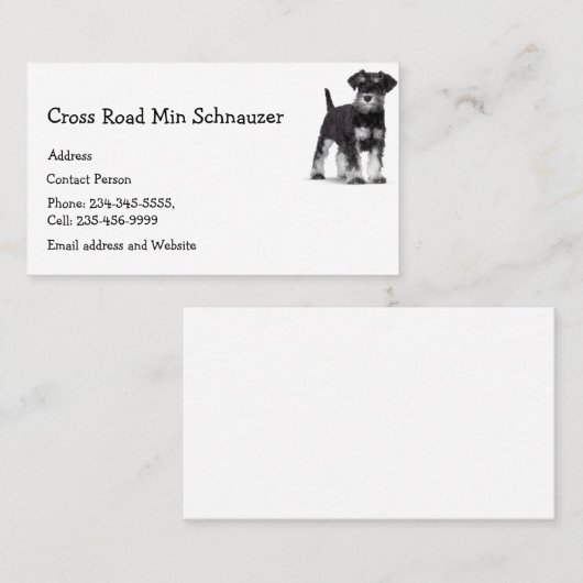 Min Schnauzer Dog Pet Animal Business Card Magnet Visitenkarte (Vorne/Hinten)