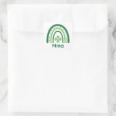 Mina Name Clover Boho Rainbow Quadratischer Aufkleber (Tasche)
