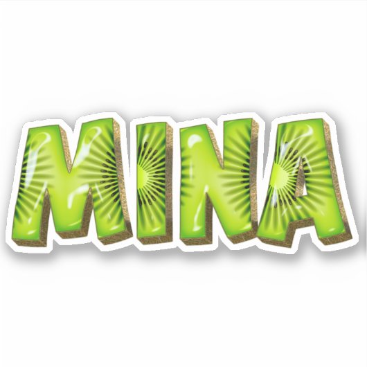 Mina Name Kiwi Design Aufkleber Sticker (Vorderseite)