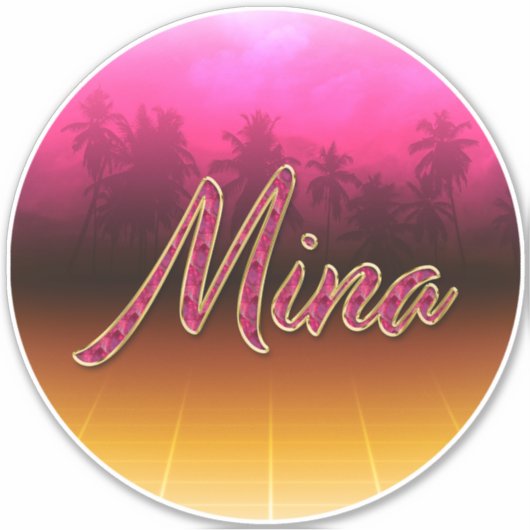 Mina Vorname Name golden pink Aufkleber Sticker (Vorderseite)