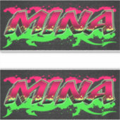 Mina Vorname Name Graffiti Aufkleber Sticker (Vorderseite)