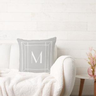 Minamalist Grau & Cream Monogram Kissen