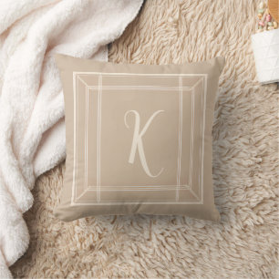 Minamalist Taupe & Cream Monogram Kissen