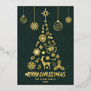 Minamalist Weihnachtsbaum und 3 Foto Collage Folien Feiertagskarte