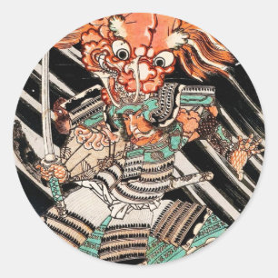 Minamoto Yorimitsu Kuniyoshi Utagawa Helden Kunst Runder Aufkleber