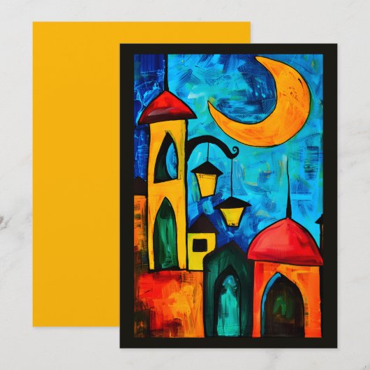 Minarets & Mondlicht Ramadan Geometrische Moscheen Einladung (Vorne/Hinten)