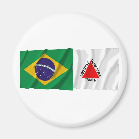 Minas Gerais & Brazil Waving Flags Magnet (Vorne)