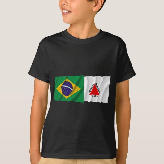 Minas Gerais u. wellenartig bewegende Flaggen T-Shirt (Vorderseite)