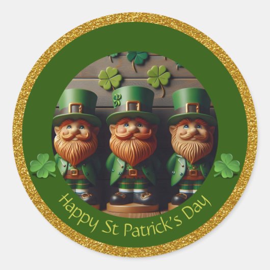 Minature Leprechaun St Patrick's Day dank RS06 Runder Aufkleber (Vorderseite)