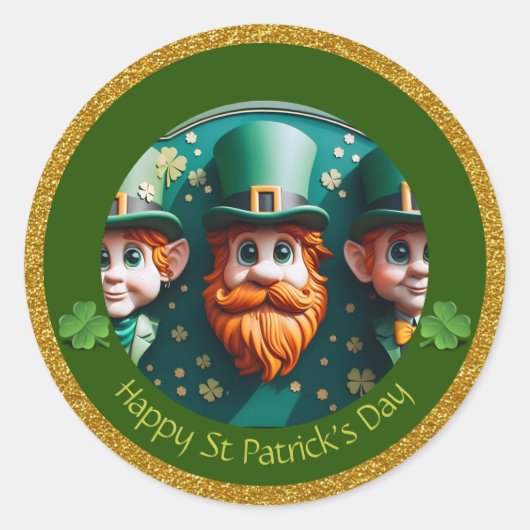 Minature Leprechaun St Patrick's Day dank RS07 Runder Aufkleber (Vorderseite)