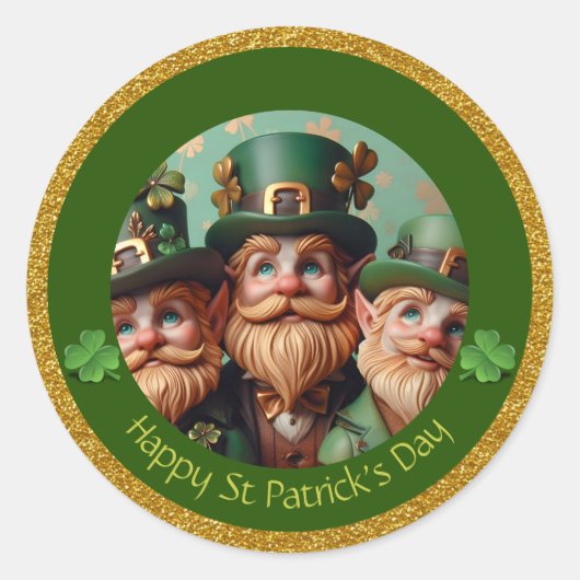 Minature Leprechaun St Patrick's Day dank RS08 Runder Aufkleber (Vorderseite)