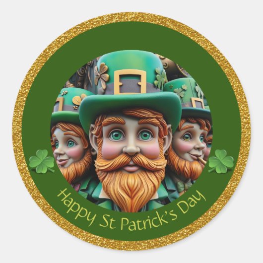 Minature Leprechaun St Patrick's Day dank RS09 Runder Aufkleber (Vorderseite)