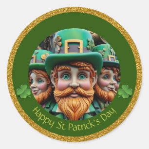 Minature Leprechaun St Patrick's Day dank RS09 Runder Aufkleber