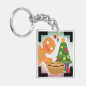 Mince Pie Photobombed by Gingerbread Man Schlüsselanhänger (Vorderseite links)