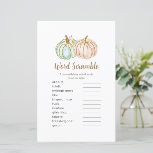 Mind and Peach Pumpkin Gold Word Scramble Game (Stehend Vorderseite)