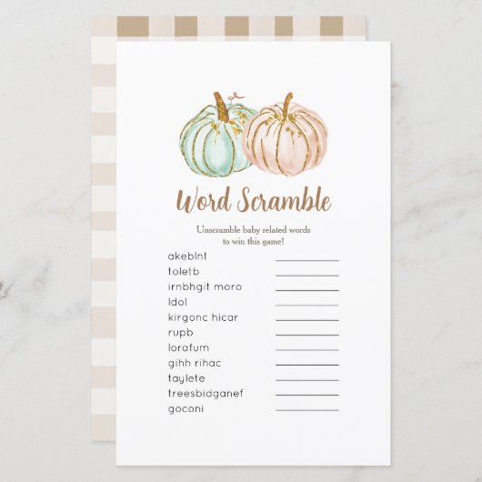 Mind and Peach Pumpkin Gold Word Scramble Game (Vorne/Hinten)