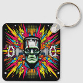 "Mind Blown Frankenstein" Aluminum Keychain Schlüsselanhänger (Rückseite)