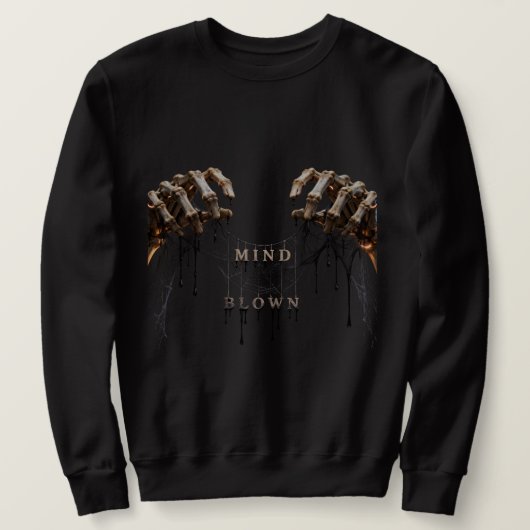 Mind Blown Skelett Gothic Kapuzenpullover Sweatshirt (Design vorne)