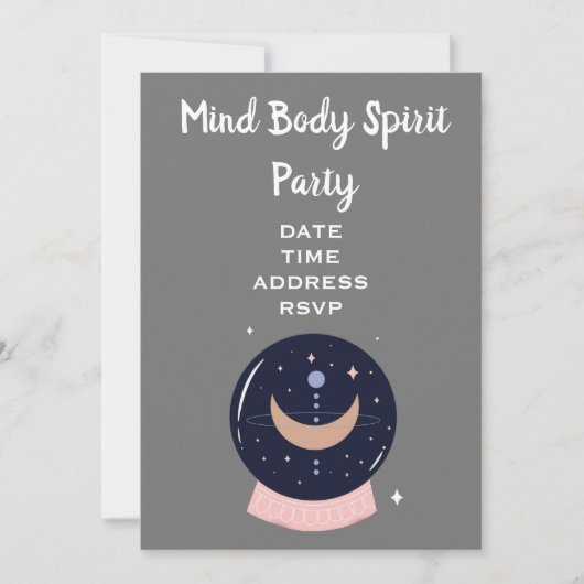 Mind Body Spirit New Age Kristallball Party Einladung (Vorderseite)