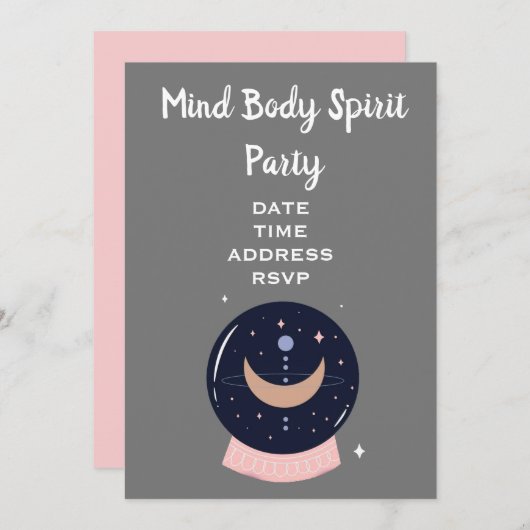 Mind Body Spirit New Age Kristallball Party Einladung (Vorne/Hinten)