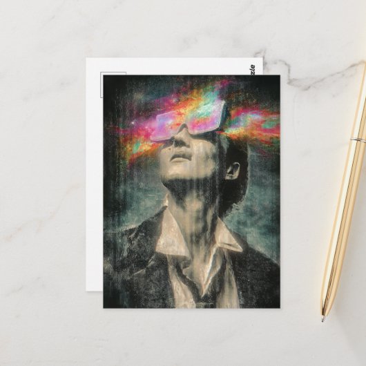 Mind-Control-Glitch-Art Postkarte (Vorderseite/Rückseite Beispiel)