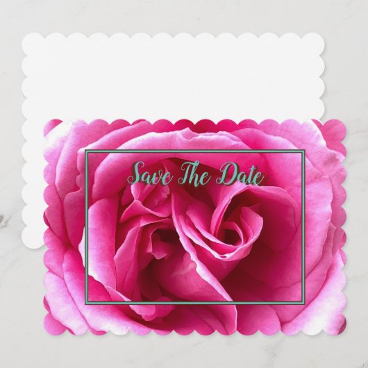 Mind Edition: Rosa Rose Save the Date Einladung (Vorne/Hinten)