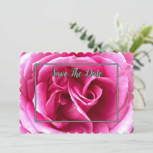 Mind Edition: Rosa Rose Save the Date Einladung (Stehend Vorderseite)