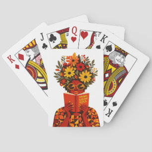 Mind Grow Soul Florale Lesung Afro Frau SVG PNG   Spielkarten