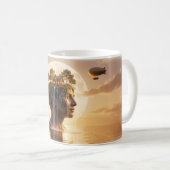 Mind Island Wasserfall Gemütliches Haus Luftschiff Kaffeetasse (VorderseiteRechts)