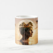 Mind Island Wasserfall Gemütliches Haus Luftschiff Kaffeetasse (Mittel)