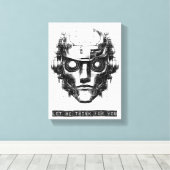 Mind-Kontrolle Cyberpunk Robot Black Print Leinwan Leinwanddruck (Insitu (Holzboden))