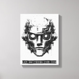 Mind-Kontrolle Cyberpunk Robot Black Print Leinwan Leinwanddruck