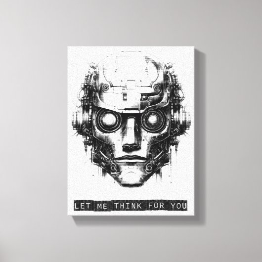 Mind-Kontrolle Cyberpunk Robot Black Print Leinwan Leinwanddruck (Vorderseite)