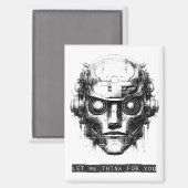 Mind Kontrolle Cyberpunk Robot Black Print Magnet (Vorderseite/Rückseite)